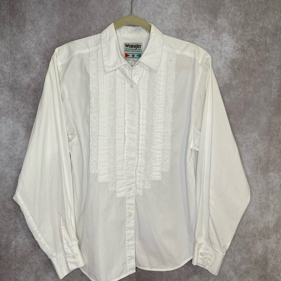 Wrangler Tops - Wrangler White Women's Pintuck Front Button-Down Shirt